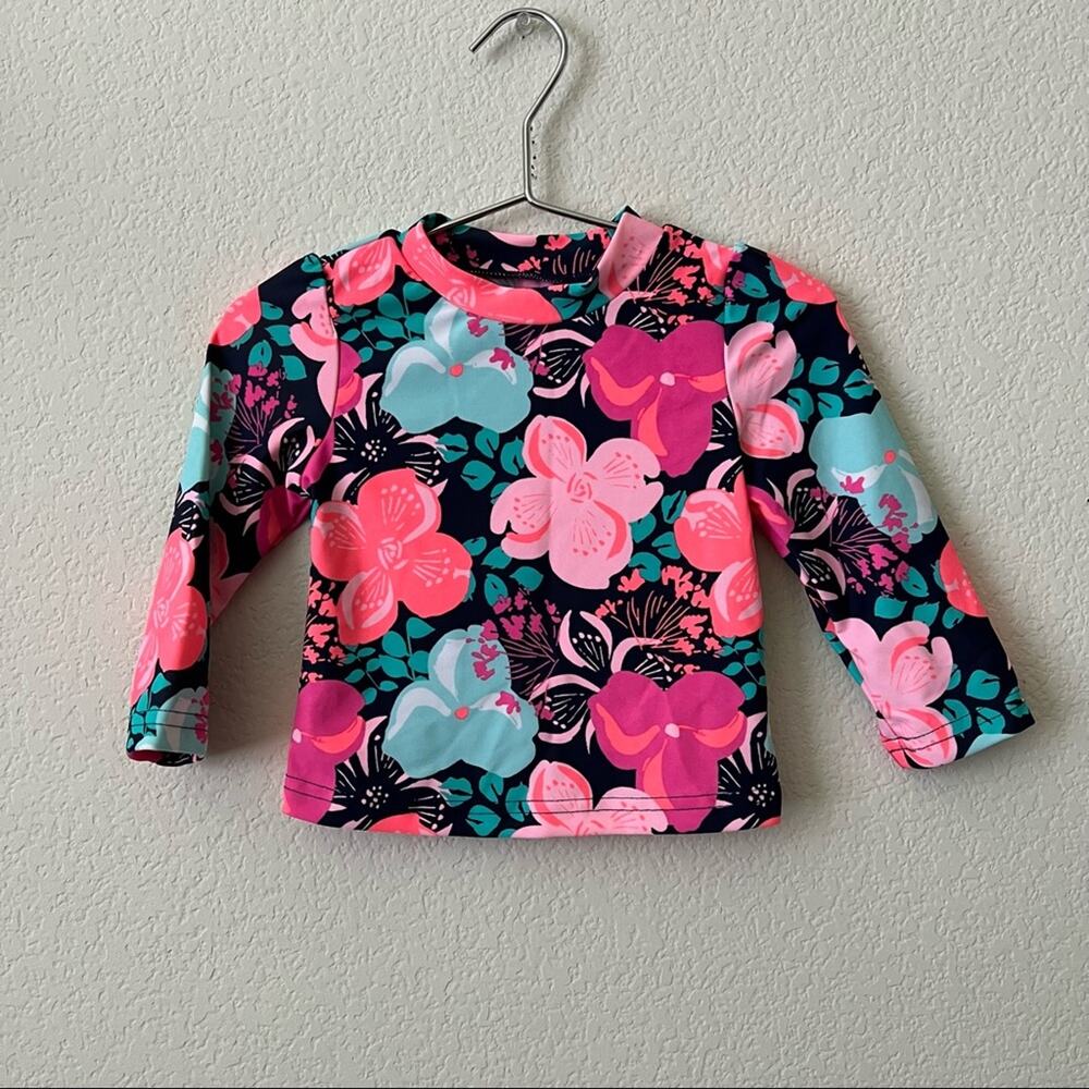 Just One You By Carter’s pink floral black long sleeve rashguard top